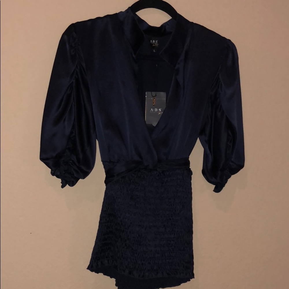 ABS navy silk blouse